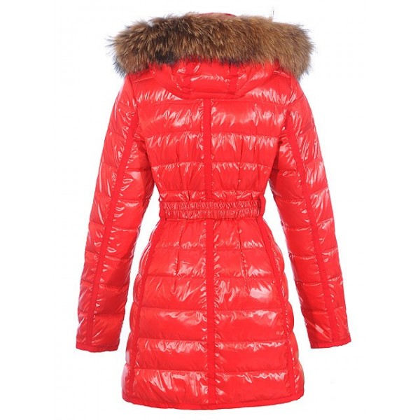 Moncler Fashion rosso Fur Cap E cinturino caldo Cappotti uscita